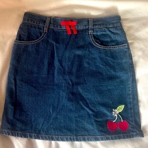 GYMBOREE Girls Jean Skort Cherry Embroidered size 12